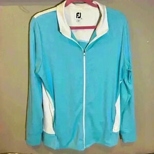 Footjoy Full Zip Jacket Women’s Size XL Performance Golf Aqua White Outdoor NWOT